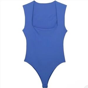 ZARA Royal Blue Square-neck Tank Bodysuit Size Small